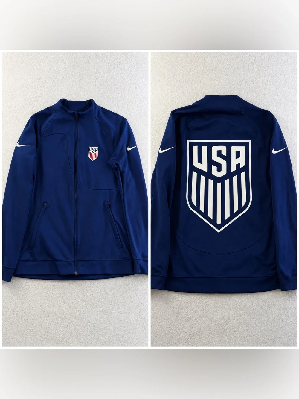 Nike USMNT USA Soccer Warm Up Jacket Mens S Slim Double Swoosh Big Logo Pre Game